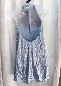 121212. Shiny Silver Mini Dress