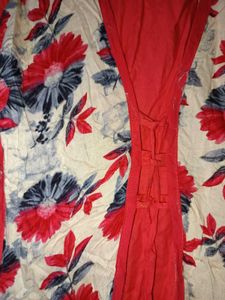 Womens Printed Floral Kurti (Red)