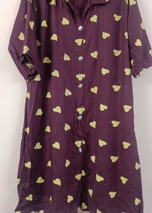 Maroon Heart Print Co-ord Set | Stylish