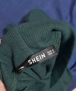 Green Ribbed Mock Neck Top