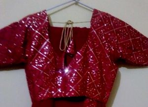 Red Sequin Designer Blouse Choli