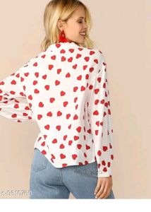 heart print crepe shirt top