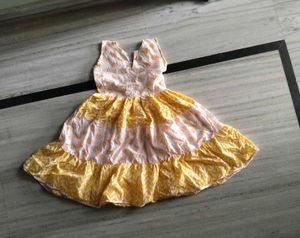 Adorable Floral &amp; Chevron Printed Frock