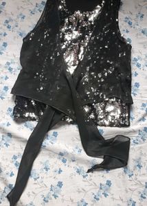 Silver Sequin Crop Top