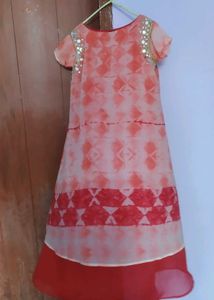 Orange Tie-Dye Dress with Mirror Detail