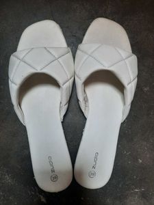 White Zudio Flip Flops, Size 39