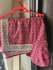 Maroon & Gold Embellished Saree