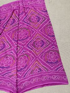 Magenta Bandhani Saree with Blouse