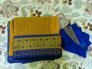 Vibrant Yellow Cotton Saree💛🌻