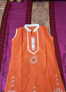 Orange Embroidered Kurta