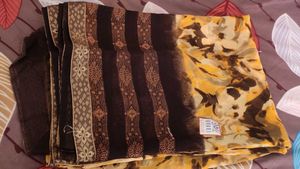 Brown Nd Yellow Soft Fabric Saree