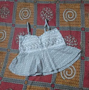 Cute White Patterned Top