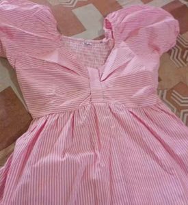 Pink Striped Fit &amp; Flare Dress
