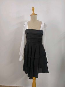 Elegant Black Tiered Mini Dress