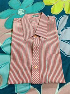 Striped Casual Shirt red white