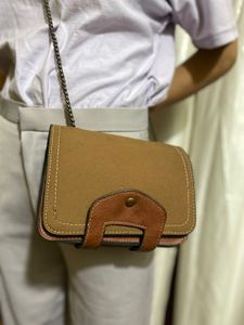 Brown Leather&amp;suede Sling Bag