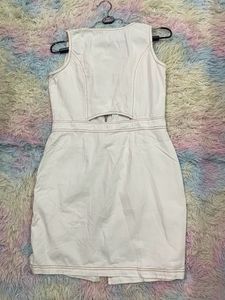 White Denim Zip-Up Dress