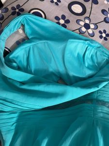 Aqua padded One-Shoulder Party Dress