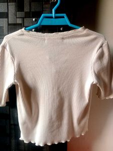 Ribbed Knit Button Front Top