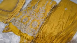 Beautiful Yellow Anarkali FrockWith Plazzo Dupatta