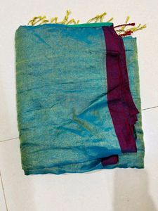 Green And Woven Design Tissue Saree