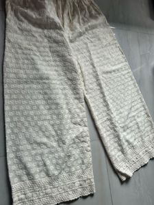 Chikankari Embroidered Off White FlaredPalazzo