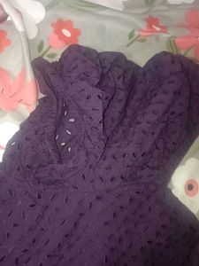 Purple Eyelet Button-Down Top