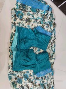 Floral Pattern seagreen georgette saree