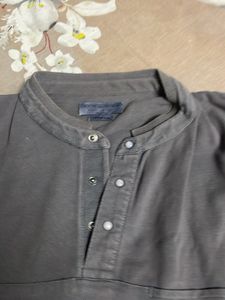 Gray Henley Shirt - Relaxed Fit