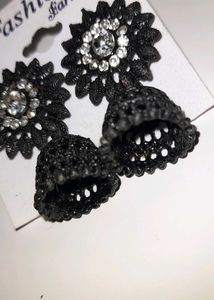 Black Jhumka Earrings
