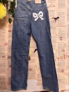 hand painted Bow Denim Jeans