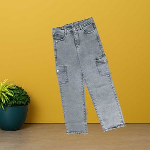 Women grey cargo straight jeans size 28 (P-7)