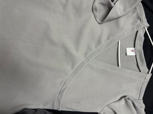 Grey Wrap Top w/ Ruffle Sleeves
