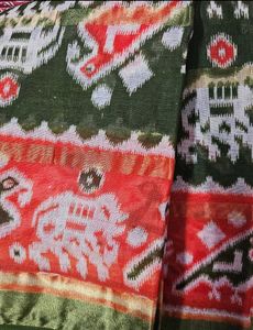 Olive Green Cotton Saree