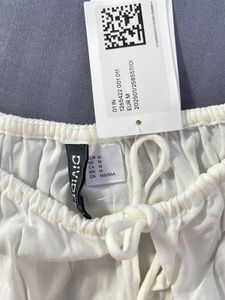 H&amp;M White Smocked Crop Top