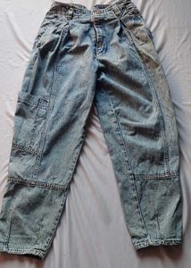 Vintage Acid Wash Cargo Jeans