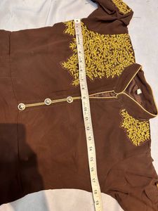 Brown Embroidered Anarkali Dress