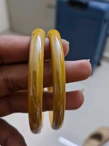 Orangish Yellow Glass Bangles - Set of 2