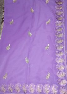 Lavender Sari with Silver Embroidery