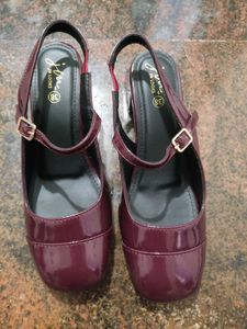 Burgundy Mary Jane Heels - Size 38