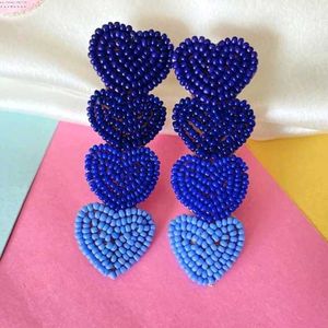 Blue Heart Beaded Earrings🧿