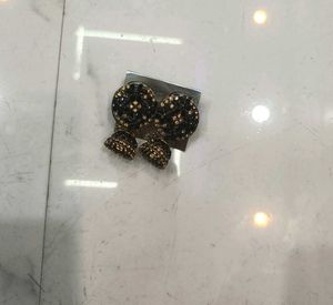 Elegant Black & Gold Jhumka Earrings