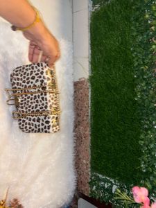 Animal Print Sling Bag With Chain