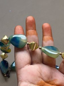 Onyx Elegant Teal &amp; Gold Teardrop Necklace