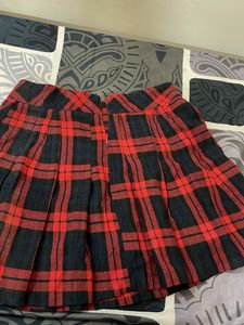 Red Plaid Mini Skirt