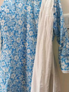 Sky Blue Kurta Set.(Kurti+Pant+Duppatta.)