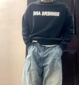 SINNERS VINTAGE Black Graphic Print Sweatshirt