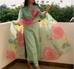 Mint Green Floral Printed Suit Set 🌸