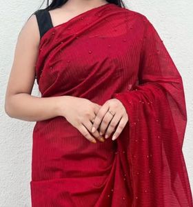 Red Pearl Saree