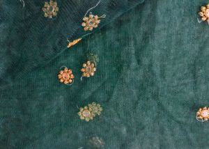 Green net sequins and zari work dupatta
